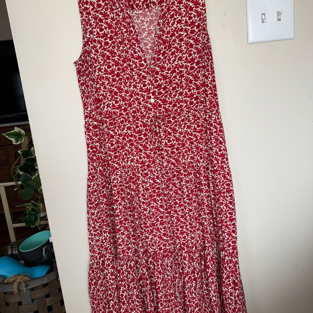 Chaps Floral Red Sleeveless Dress